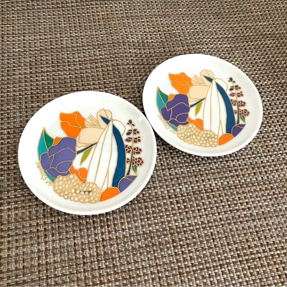Small Porcelain Plates Signed Wolf Bauer Rosenthal Studio Line Germany lot of 2